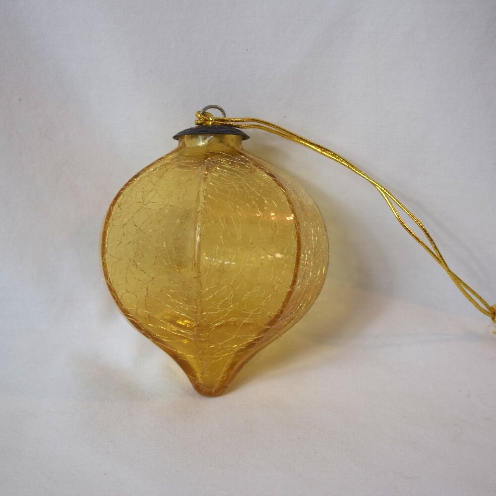 Vintage Gold Crackle Glass 5 inch Ornament